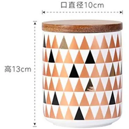 Keramikkaraumkühler Set für Kaffee, Tee, Zucker – Küchenbehälter mit Bambus-Airtight-Deckel – Geeignet als Lebensmittelbehälter HUAN-H (Größe: B)
