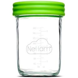 Nellam Baby Food Storage Containers - Leakproof, Airtight, Glass Jars for Freezing & Homemade Babyfood Prep - Reusable, BPA Free, Microwave & Freezer Safe (8x8oz, Green)