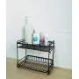 2-Stufen Stehschrank Gewürz Organizer Küchen Bad Schreibtisch Aufbewahrung Kosmetik Make-up Glaskaraffen Becherhalterbare, abnehmbare Regale (Schwarz)