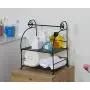 TQVAI 2 Tier Can Rack Spice Jar Storage Organizer with Kitchen Roll Holder, Black TQVAI 2 Tier Can Rack Spice Jar Storage Organizer with Kitchen Roll Holder, Black
