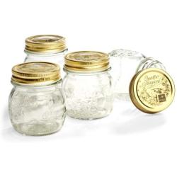 Bormioli Rocco Quattro Stagioni 8-1/2-Ounce 4-Piece Canning Jar Set, Gift Boxed