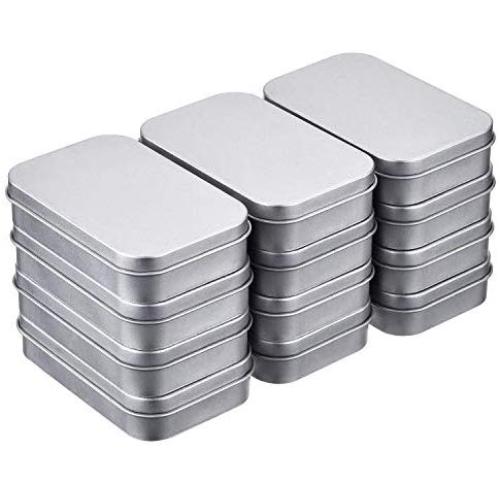 Les yeu (12pcs) Storage Box Metal Hinged Tin Box Container Mini Portable Small Storage Container Kit Tin Box Container Small Jar with Lid (3.7x2.3x0.8 inches).