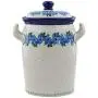 Polish Pottery 11-inch Jar with Lid and Handles made by Ceramika Artystyczna (Blue Garland Theme) + Certificate of Authenticity Polish Pottery 11-inch Jar with Lid and Handles made by Ceramika Artystyczna (Blue Garland Theme) + Certificate of Authenticity