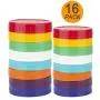 U-smile Mason Jar Lids，16pcs Colorful Plastic Storage Jars Caps Mason Canning Jar Drinking Jars Lids - 8 Wide Mouth Lids & 8 Regular Mouth Lids