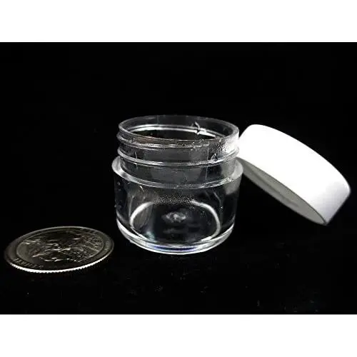 12 Empty 15ML Clear Cosmetic Travel Pot Size Cream Jars Sample Containers Lids 12 Empty 15ML Clear Cosmetic Travel Pot Size Cream Jars Sample Containers Lids