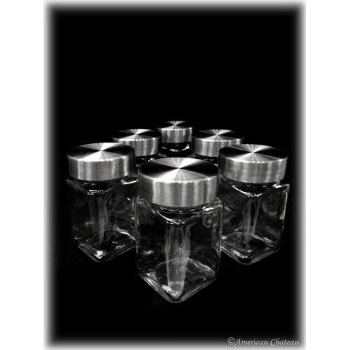 Kitchen Set 6 Piece Food Spice Jars Glass Storage Jar with Stainless Lids