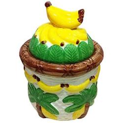 Chinashow Vintage Storage Jars Cookie Jar with Lid - Ceramic Candy Jar Tea Storage Tins Storage for Flour, Sugar, Tea, Coffee, Cookies and Candies Banana and Coco