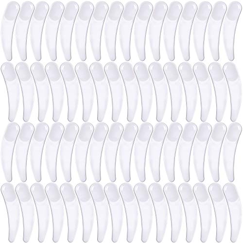 Teenitor 150 PCS Mini Disposable Make Up Plastic Spoon Spatula, Smooth Waxing Spatulas Cosmetic Facial Cream Mask Spatula Mixer White, 2.2 Inch Long