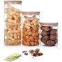 New Multiple Size Glass Sealed Storage Jar Wide Mouth Tea Foods Storage Canisters with Bamboo Cover Kitchen Accessories DA