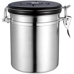 Kitchen Sealing Container Stainless Steel Airtight Canister Large Preserving Jar With Venting Valve For Storing Coffee Tea Sugar Flour, 1.5L, 500g - Fightsong