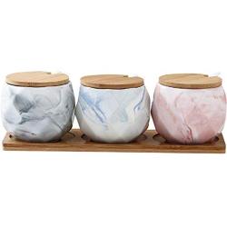 Mini Spice Jars Marbled ceramic seasoning jar home kitchen three-piece