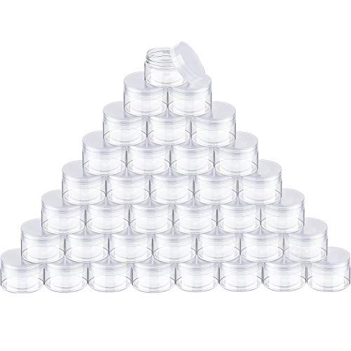 36 Packs Plastic Jars Round Clear Leak Proof Cosmetic Container Jars with Inner Liners and Black Lids for Lotions Ointments Travel Make Up Storage (2 oz, Transparent)
