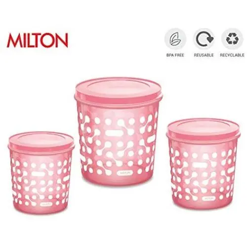 Milton Storex Behälter-Sets – erhältlich in 3 Farben/Größen (Rosa, Set of 3)