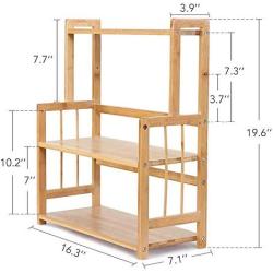 YMXGLT 3-Layer Stand-up Spice Rack, Kitchen Bathroom Countertop Storage Box, Bamboo Cruet Jar, DIY Large-Capacity Adjustable Shelf, Dustproof and Waterproof Storage Shelf,1pack