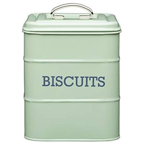 Kitchen Craft Living Nostalgia Vintage Style Airtight Biscuit Cookie Tin English Sage Green - 14.5cm x 19cm 6" x 7.5" LNBISCGRN