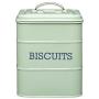 Kitchen Craft Living Nostalgia Vintage Style Airtight Biscuit Cookie Tin English Sage Green - 14.5cm x 19cm 6" x 7.5" LNBISCGRN