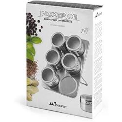 INOXPRAN GL6 Pack of 6 Jars with Magnetic Stand Stainless Steel