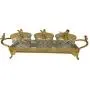 Three Glass Jars with Gold Cover for Sugar/candy and Kitchen use with Tray Turkish made Gold Plated. Three Glass Jars with Gold Cover for Sugar/candy and Kitchen use with Tray Turkish made Gold Plated.