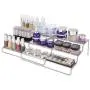 mDesign Adjustable, Expandable Kitchen Wire Metal Storage Cabinet, Cupboard, Food Pantry, Shelf Organizer Spice Bottle Rack Holder - 3 Level Storage - Up to 25" Wide - Satin mDesign Adjustable, Expandable Kitchen Wire Metal Storage Cabinet, Cupboard, Food Pantry, Shelf Organizer Spice Bottle Rack Holder - 3 Level Storage - Up to 25" Wide - Satin