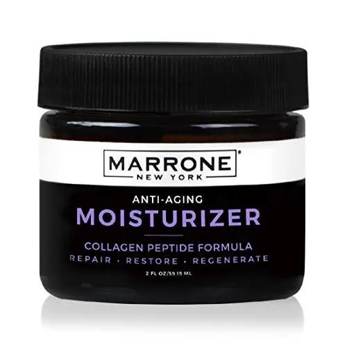 Marrone New York Anti-Aging Feuchtigkeitscreme, Kollagenpeptide-Formel, Hyaluronsäure, Jojobaöl, Vit E, B5, CoQ10, Falten & Linienreduzierend, Natürliche & Straffende Wirkung – 2oz
