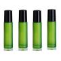 6PCS 10ml/0.34oz Empty Refillable Frosted Green Glass Roller Bottles With Stainless Steel Roller Ball Cosmetic Dispenser Container Vial Jar Pot Holder for Essential Oil Perfumes Lip Oil and More