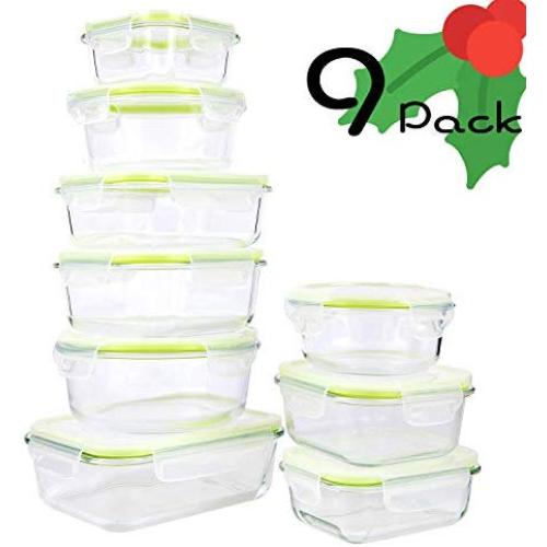GLASSWELL 18 Piece Glass Food Storage Containers with Locking Lids Superior Glass Meal Prep Containers - Airtight & Leak Proof, BPA Free - Dishwasher, Oven, Freezer,Microwave Safe
