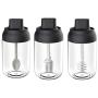UPKOCH 3PCS Glass Seasoning Jars Set Honey Jar with Dipper Oil Bottle with Brush Condiment Pot with Spoon 250ml