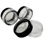 Plastic Clear Storage Jar w Black Rim Window Lid Travel Sample Case 10 gr (Pack of 250)
