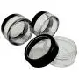 Travel Sample Plastic Clear Jar w Window Black Rim Cap 4 Kind of Capacities (2 Sets)