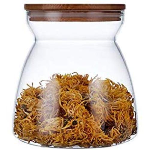 Glass Jars, Food Storage Jar with Sealed Bamboo Lid, Clear Glass Storage Canister for Serving Tea, Chocolate, Coffee Bean, Candy and More, 23.6 FL OZ (700 ML)/ 33.8 FL OZ(1000ML) (100x85x120mm,700ml)