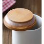 Lawei 2 Pack Ceramic Food Storage Jar with Airtight Seal Bamboo Lid - 10 oz Ceramic Canister Storage jar Sugar Bowl Salt Container Coffee Tea Jar