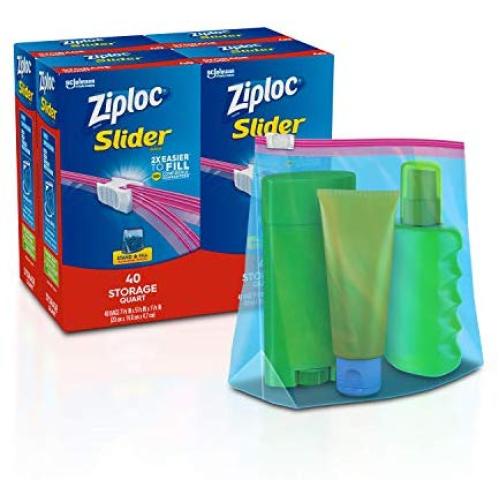 Ziploc Slider Storage Bags, Quart, 4 Pack, 40 Ct (160 Total Bags)