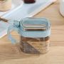 Kitchen Seasoning Storage Box,3PCS Wall Hanging Wheat Straw Seasoning Glass Container for Kitchen,Handle Condiment Boxes-Seasoning Box Jar Condiment Transparent Storage Container-Cruet
