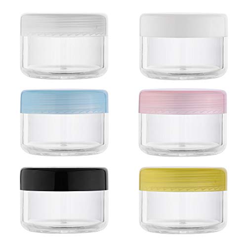 Beautyflier 6Pcs 5Gram Empty Clear Plastic Cosmetic Containers Tiny Makeup Sample Packing Travel Bottle Pot Jars with Lids