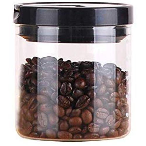 Kitchen Food Storage Jar Airtight Food Storage Glass Storage Jar Translucent/moisture Resistant/Sealed With Check Valve Cover Coffee Bean Storage Glass Jar (Size : 500ml)