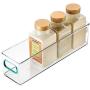 mDesign Plastic Stackable Food Storage Container Bin with Handles for Kitchen, Pantry, Cabinet, Fridge, Freezer - Long Narrow Organizer for Snacks, Produce, Vegetables, Pasta - 2 Pack - Clear/Blue