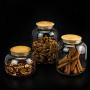 Cabilock Glass Food Storage Containers with Bamboo Lids Clear Storage Jar for Candy Spice Seasoning 900ml