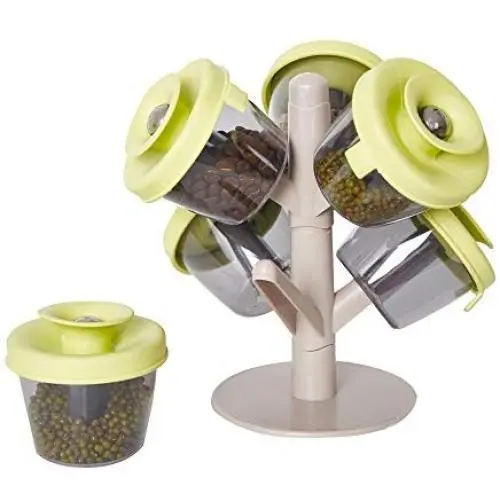 Étagère à épices et récipients pour bonbons/graines, 6 bocaux + support à 2 niveaux amovible, accessoire de cuisine. Étagère à épices et récipients pour bonbons/graines, 6 bocaux + support à 2 niveaux amovible, accessoire de cuisine.
