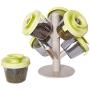 Karmas Product Spice Container Rack Candy Grain Jar Food Storage Containers Set, 6 Jars and a 2-layer Removable Holder, Kitchen Gadget