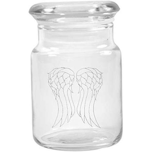 Klare Glas Kräuterdose mit Deckel 4,5 oz mit Engelsflügel Logo von Smoke Promos