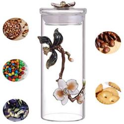 Coffee Jar Tea Jar Crystal Enamel Orchid Storage Container Kitchen Container 14Oz / 400Ml