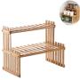 NLYWB 2-Tier Standing Spice Rack, Bamboo Spice Bottle Jars Holder, Kitchen Bathroom Countertop Storage Organizer, Space Saving for Various Bottles, Jar