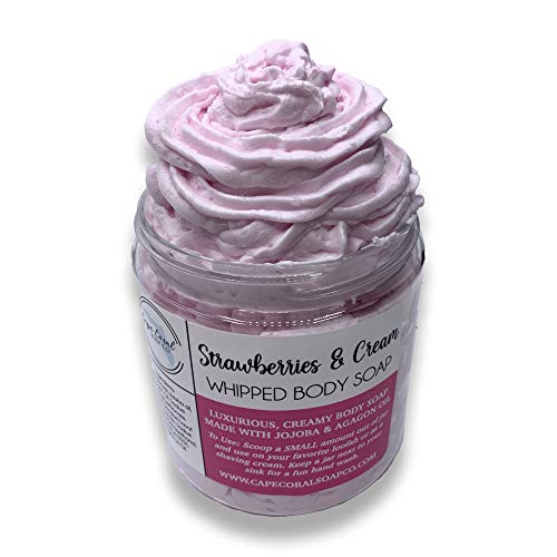 Strawberries & Cream Scented Whipped Body Wash - 4 Ounce Luxurious Body Frosting - Foaming Body Wash
