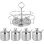 idalinya Stainless Steel Jars Spice Storage Containers Condiment Pot Canisters Sets Kitchen Counter Tins Labels Rotate for Salt Spices Four Seasoning Bottles with Spoon