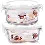 Kitchen Food Storage Jar Airtight Food Storage Glass Food Storage Containers With Lids (2-Piece Set) BPA-Free Lunch Box Airtight Waterproof Leakproof For Microwave Oven Freezer Friendly