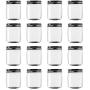 Novelinks 8 Ounce Clear Plastic Jars with Black Lids - Refillable Round Clear Containers Clear Jars Storage Containers for Kitchen & Household Storage - BPA Free (16 Pack)