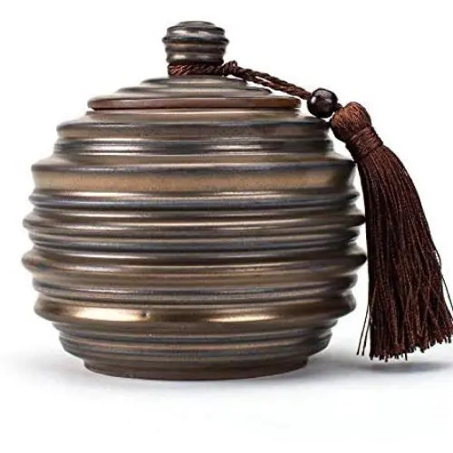 Keramik Candy Jar mit Messing-Imitation, versiegelte Lebensmittelbehälter für Haushalt, Geschenke/getrocknete Früchte/Tee/Kaffeebohnen/Kräuter usw.