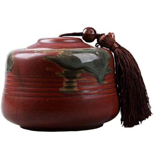 Ceramic Tea Storage Container Kitchen Storage Canister Jar for Candy Coffee - 9.5 x 12.5 cm/3.7 x 4.9 inches - 21