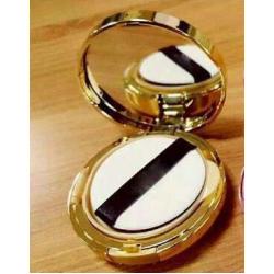 1PCS 15G/0.5oz Flower Pattern Air Cushion Puff Box Container Round Make-up Foundation Powder Case With Sponge Powder Puff And Mirror Portable Cosmetic BB CC Cream Pots Jars For Women Girls(Golden)