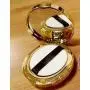 15g/0.5oz Blumendesign Luftpolster Pinselbox Runder Make-up Foundation Powder Behälter mit Pinsel und Spiegel Tragbarer Kosmetik-BB CC-Cream-Behälter für Damen Mädchen (Gold)